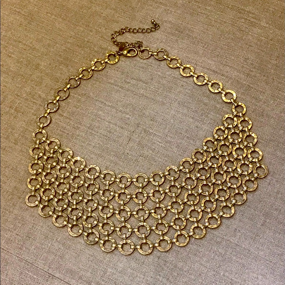 Gold Finish Necklace, Flat Circle Link